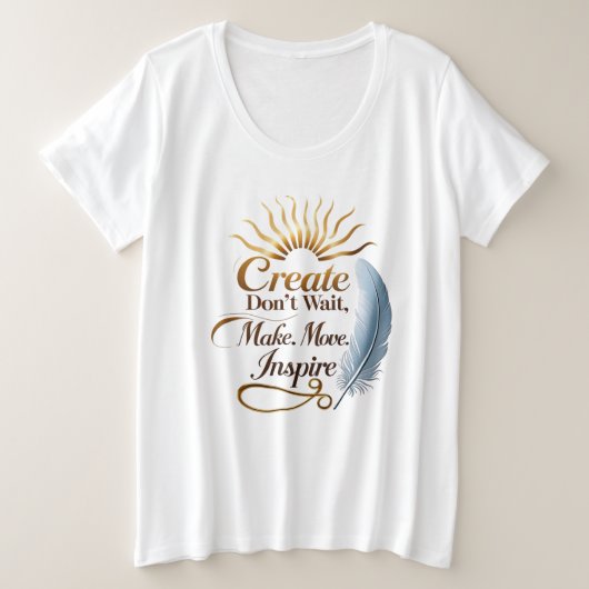 ラディアントサン&フェザー引用文プラスサイズTシャツ プラスサイズTシャツ (デザイン正面)