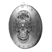 ラディアントシルバーパターン上の砂糖スカル ダーツボード (正面右)