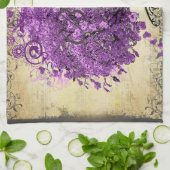 ラディアントパープルハートリーフ結婚の木 キッチンタオル (折り畳み)