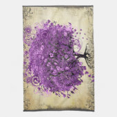 ラディアントパープルハートリーフ結婚の木 キッチンタオル (縦)