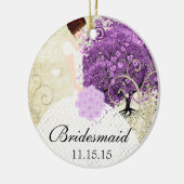 ラディアントパープルハートリーフ結婚の木 セラミックオーナメント (左)