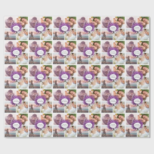 ラディアントパープルハートリーフ結婚の木 ラッピングペーパー (フラット)