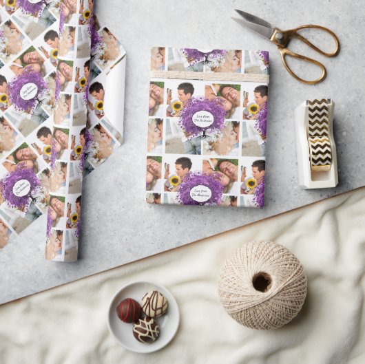 ラディアントパープルハートリーフ結婚の木 ラッピングペーパー (クラフト)