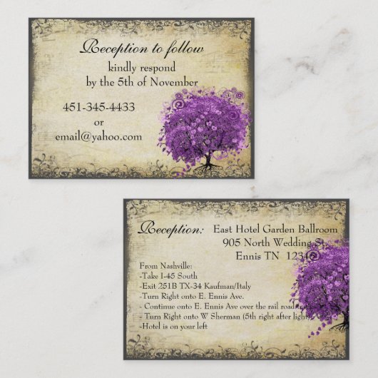 ラディアントパープルハートリーフ結婚の木 名刺 (正面/裏面)