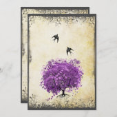 ラディアントパープルハートリーフ結婚の木 招待状 (正面/裏面)