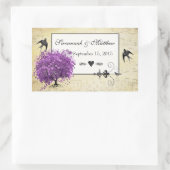 ラディアントパープルハートリーフ結婚の木 長方形シール (バッグ)