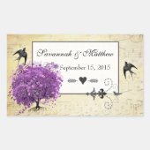 ラディアントパープルハートリーフ結婚の木 長方形シール (正面)