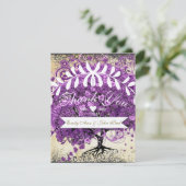 ラディアントパープルロマンチックハート結婚リーフ サンキューカード (スタンド正面)