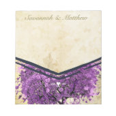 ラディアントパープルロマンチックハート結婚リーフ ノートパッド (正面)