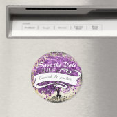 ラディアントパープルロマンチックハート結婚リーフ マグネット (インサイチュ (食洗機))