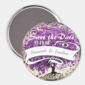 ラディアントパープルロマンチックハート結婚リーフ マグネット (正面/裏面)