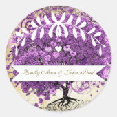 ラディアントパープルロマンチックハート結婚リーフ ラウンドシール (正面)