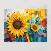ラディアントヒマワリモダンの抽象芸術スタイル シーズンポストカード (正面)