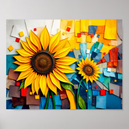 ラディアントヒマワリモダンの抽象芸術スタイル ポスター