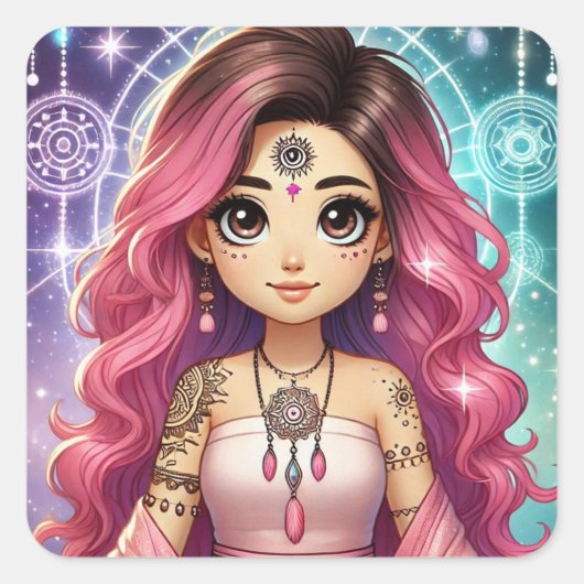 ラディアントピンクドリームオーラステッカー スクエアシール (正面)