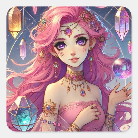 ラディアントピンクドリームオーラステッカー スクエアシール (正面)