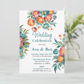 ラディアントピーオンブーケ結婚のお祝い 招待状 (スタンド正面)