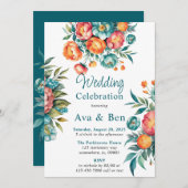 ラディアントピーオンブーケ結婚のお祝い 招待状 (正面/裏面)