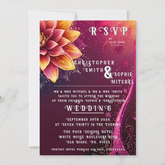 ラディアントフローラエレガンス – ウェディングパーティー 招待状 (正面)