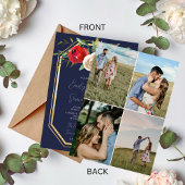 ラディアントフローラネイビーブルーブルゴーニュ結婚フォト 招待状