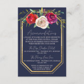 ラディアントフローラネイビーブルーブルゴーニュ結婚レッド エンクロージャーカード (正面)