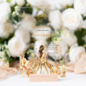 ラディアントフローラプリンセスティアラ金ゴールドキンセアニェラ アクリル招待状