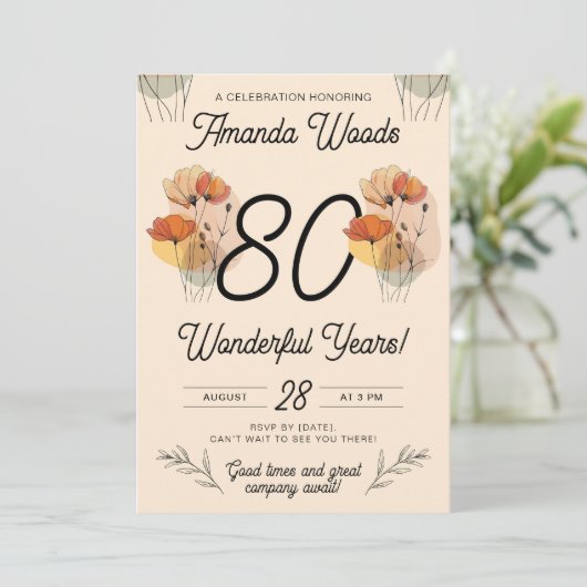 ラディアントフローラ80誕生日ジュビリー 招待状 (スタンド正面)