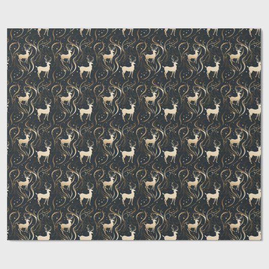 ラディアントブラック&金ゴールドスワールトナディアシルエット ラッピングペーパー (フラット)