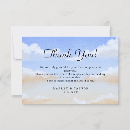 ラディアントブルースカイサマービーチ結婚式 サンキューカード (正面)