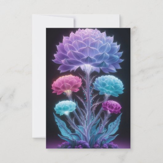 ラディアントボタニカル：ネオン&パステル開花アート サンキューカード (正面)