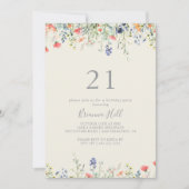 ラディアントマルチカラーワイルドフラワー21歳の誕生日パーティー 招待状 (正面)