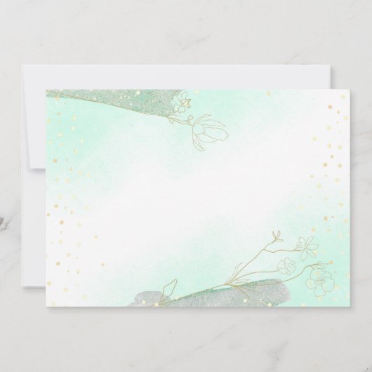 ラディアントミントグリーンの葉のグリッター結婚ズ 招待状 (裏面)