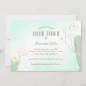 ラディアントミントグリーン植物性グリッターブライダルシャワー 招待状 (正面)