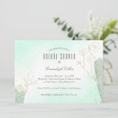 ラディアントミントグリーン植物性グリッターブライダルシャワー 招待状 (スタンド正面)