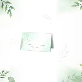 ラディアントミントグリーン植物性グリッター結婚ズ プレイスカード
