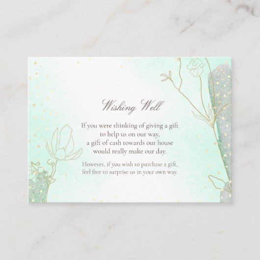 ラディアントミントグリーン植物願い井戸結婚の エンクロージャーカード (正面)