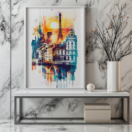 ラディアントラプソディ：パリのモニュメント&エッフェルタワー ポスター