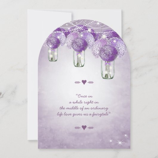 ラディアントラベンダーパープルメイソンジャー結婚ズ 招待状 (裏面)
