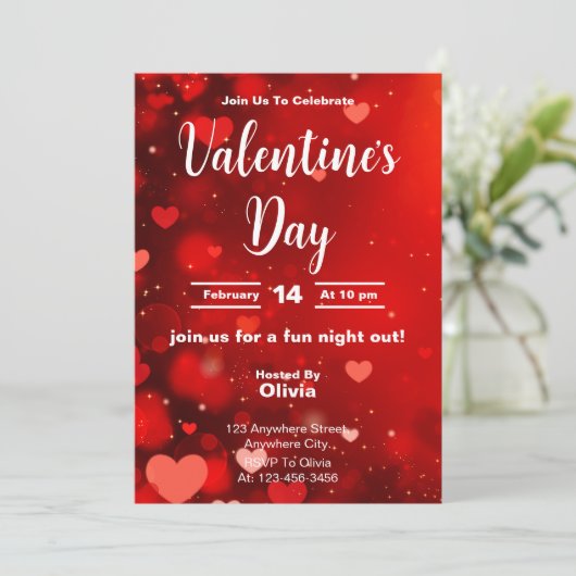 ラディアントレッドバレンタインズデイナイトアウト招待状 招待状 (スタンド正面)