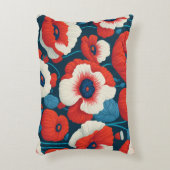 ラディアントレッドフラワー&ポピー アクセントクッション (正面(垂直))