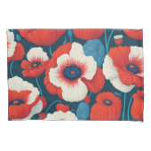 ラディアントレッドフラワー&ポピー 枕カバー (正面左)