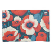 ラディアントレッドフラワー&ポピー 枕カバー (正面右)