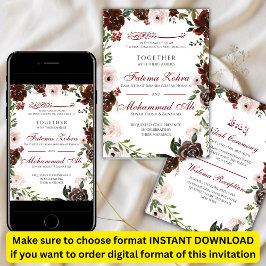 ラディアントレッドローズムスリム結婚ズニカ 招待状