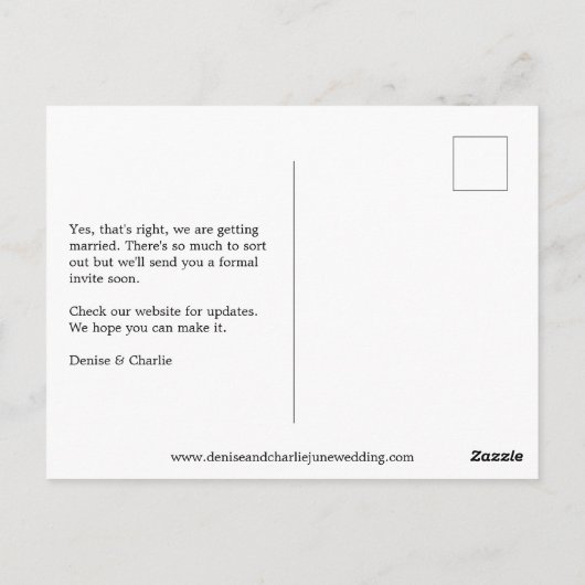 ラディアントロマンス写真結婚式 ポストカード (裏面)