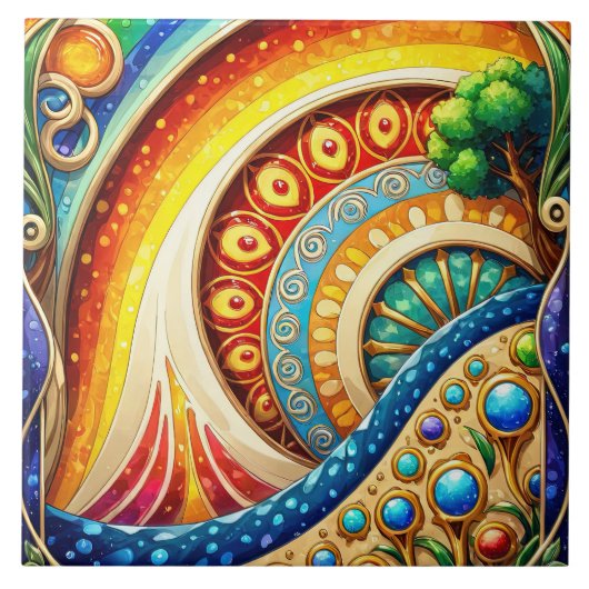 ラディアント抽象芸術アート タイル (正面)