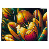 ラディアント抽象芸術チューリップ開花 ラージペーパーバッグ (裏面)