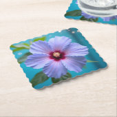 ラディアント美しい：ラベンダーハイビスカスフラワー開花 ペーパーコースター (アングル)