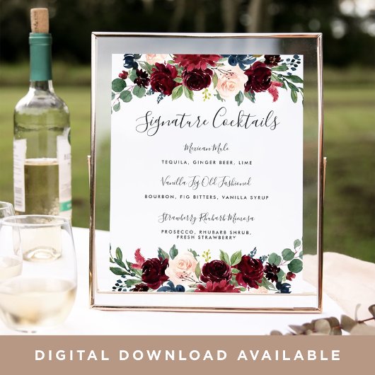 ラディアント開花シグネチャーカクテルメニュー記号 ポスター