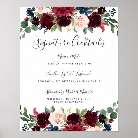 ラディアント開花シグネチャーカクテルメニュー記号 ポスター (正面)