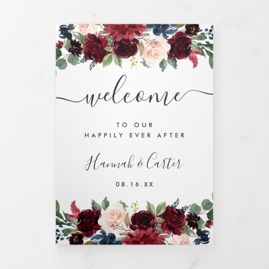 ラディアント開花結婚のウェルカムレター&旅程 三つ折りプログラム (カバー)